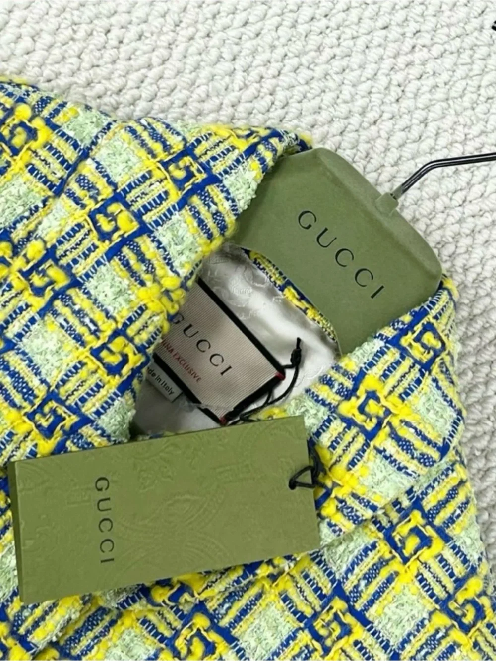 Authentic Gucci Yellow and Blue GG Plaid Bouclé Jacket - Picture 5 of 10